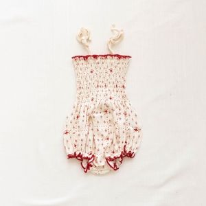 NWT Fin & Vince Smocked Bubble Onesie - Paisley Milk/Flame